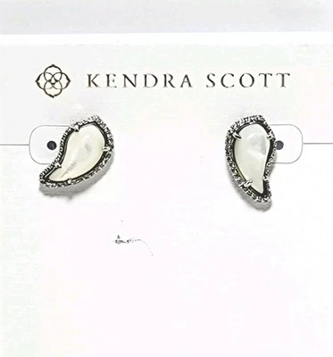 Kendra Scott Temple Earrings Silver Ivory Mother-of-Pearl Stud New With Tag - Image 1 of 3