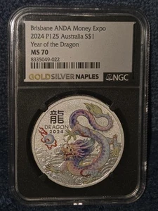 2024 P125 Australia $1 Year Of The Dragon (Colorized)NGC Certified *MS-70* - Picture 1 of 5