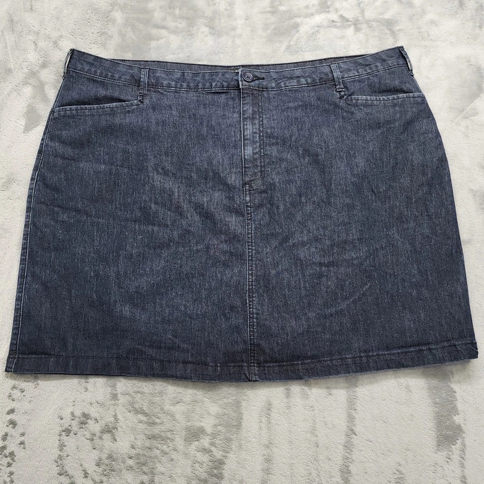 Lee Riders Skort 女式 26W 蓝色弹力牛仔迷你内置短裤休闲  — 第 1/4 张图片