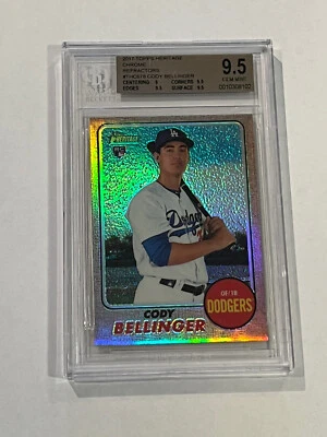 2017 TOPPS HERITAGE CHROME REFRACTOR ROOKIE CODY BELLINGER RC /568 BGS 9.5 GEM - Image 1 of 2