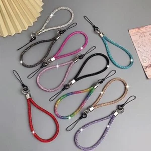 Keychain Rhinestone Phone Lanyard Bright Wrist Straps Phone Accessories - Photo 1 sur 14