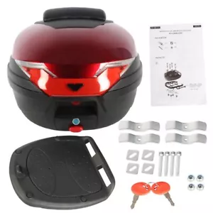Red Motor Trunk Scooter Tour Tail Box Luggage Top Lock Storage Carrier Case 32L - Picture 1 of 14