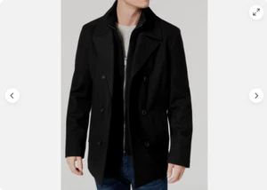 Kenneth Cole Men's Double Breasted Wool Blend Peacoat with Bib(BLACK SMALL)NWT - Picture 1 of 3