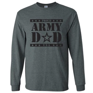 "Proud Army Dad"" Camiseta Mangas Largas en Gris Oscuro Breather - Adulto Pequeño a 5X - Imagen 1 de 1