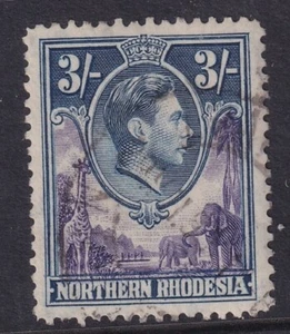 1938 NORTHERN RHODESIA SG:42 KGVI 3/- VIOLET & BLUE USED - Picture 1 of 1