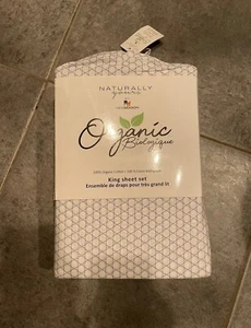Organic Classic 100% Organic Cotton Sheet Set - King, White-Grey - Picture 1 of 5