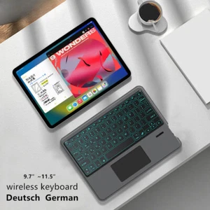 Wireless Bluetooth Backlight Touchpad Keyboard For Phone iPad Tablet Laptop - Picture 1 of 30