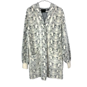 Buckle Black Snakeskin Print Open Front Long Cardigan Size Small - Picture 1 of 6