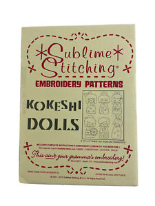 Sublime Stitching Kokeshi Dolls Iron-On Embroidery Patterns Kimono Japan