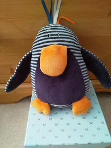 Jellycat Navy Striped Penguin Bird Toy With Squeaker. Orange Feet. Comforter - Picture 1 of 11