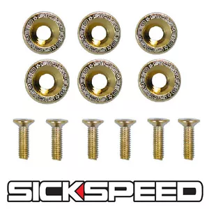 6 PC 24K GOLD 5MM WINDSCREEN FENDER WASHER BOLT KIT FOR MOTORCYCLE WINDSHIELD M3 - Foto 1 di 1