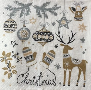 Decoupage Paper Napkins Vintage Ornament Christmas Holidays - Two Lunch Napkins - Picture 1 of 7