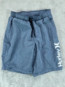 Boys Shorts 7 8 Board Shorts Hurley Hybrid Blue White Spell Out logo Pull On - Picture 1 of 6