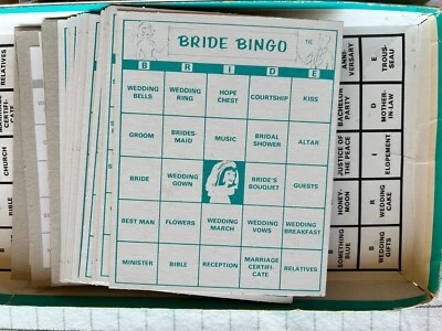 Vtg 1957 Bride Bingo Bridal Shower Board Game Bachelorette Complete vintage cute - Image 1 of 4