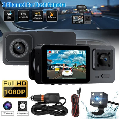 THESILICONVALLEY 1080P 3 Lens Car DVR Dash Cam Front Rear Inside Camera Video Recorder G-Sensor