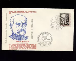 Alemania 1965 Bonn Bismark FDC sin dirección - Imagen 1 de 1
