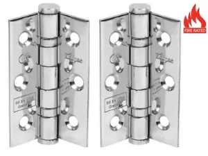 x2 Eclipse Fire Door Hinges 3inch (76mm) CHROME Ball Bearing Hinges -GRADE 7 - Picture 1 of 2