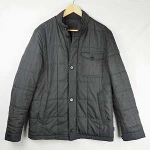 Tumi Quilted Puffer Jacket Mens Medium Black Insulated Fill T-Tech Zip ButtonTum - Picture 1 of 16