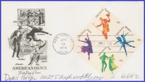 USA3 #1749-52 ADDR ARTMASTER FDC BL4 American Dance - Imagen 1 de 1
