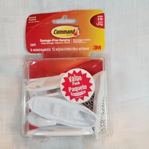 Command Medium Hooks Multi-Pack 6 White (17081-6ES) Damage-Free Hanging - Picture 1 of 9