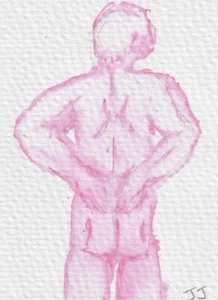 Original ACEO Art Watercolour Painting Male Nude Jake 1 signed J James - Picture 1 of 3