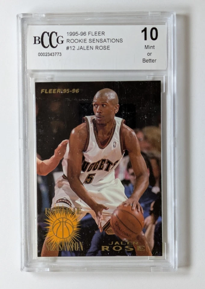 Fleer Rookie Sensations 1995-96 Jalen Rose #12 BCCG como nuevo 10 Foto 1 de 2