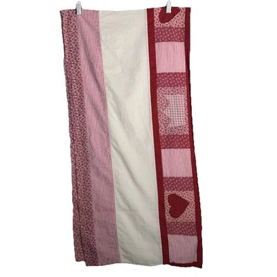 Table Runner Patchwork Red Pink White Hearts 68” X 17” - Image 1 of 4