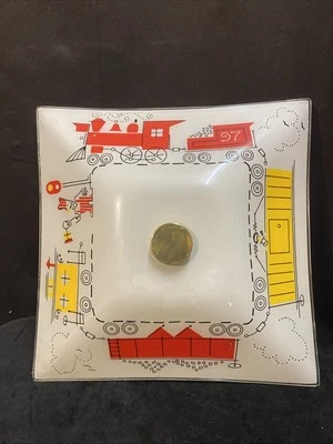 Imperialites  Train Themed Ceiling  3 Light  Fixture Glass Shade # 97 Works - Image 1 of 4