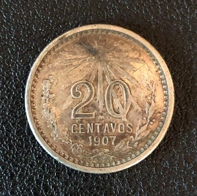1907 Mexico 20 Centavos SILVER World Coin HIGHER GRADE - Image 1 of 2