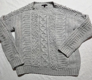 Banana Republic Sweater Women’s L Gray Cable Knit Chunky Italian Yarn - Picture 1 of 3