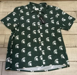 NWT Michigan State Spartans Shirt Mens XXXL Green Hawaiian Floral Tellum Chop - Picture 1 of 2