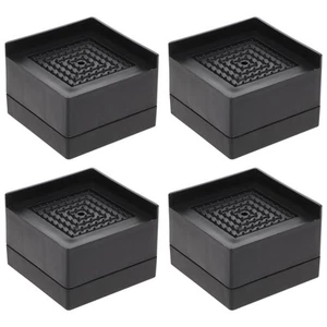 4 Pcs Square Rubber Risers Non-slip Mat Bed Frame Height Extender - Picture 1 of 11