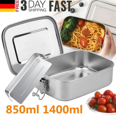 Brotdose Lunchbox Auslaufsicher 850ml-1400ml Aus Edelstahl mit Fächern Bento-Box - Bild 1 von 4