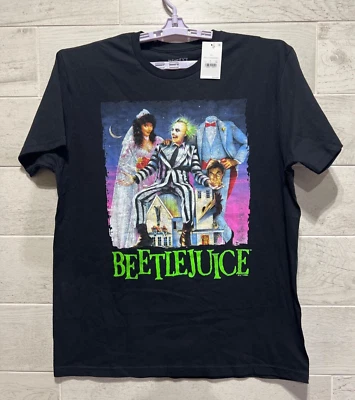 Nueva con etiquetas Camiseta Unisex Talla L Beetlejuice Película 1988 Envejecida Unisex Gráfica Foto 1 de 4