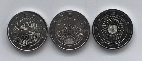 ESTONIA LATVIA LITHUANIA - 2 € Euro commem. coin 2022 - 2023 - Ukraine & freedom Cover