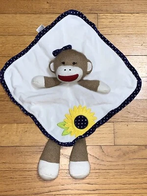 Baby Starters Sock Monkey Sunflower Rattle Security Blanket/Lovey 2013 - Imagem 1 de 4