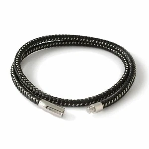 Design Verschluss Edelstahl Leder Halskette geflochtenes Armband Silber Armband - Bild 1 von 9