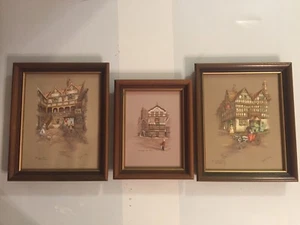 VTG CLYDE COLE Framed Art Print Lot Of 3. New Inn, Bell Inn, Mols Coffee House. - Picture 1 of 5