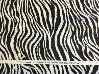 Faye Burgos Zebra Stripe Print Fabric Marcus 1.25 yd Cotton Sewing Quilting - Image 1 of 4