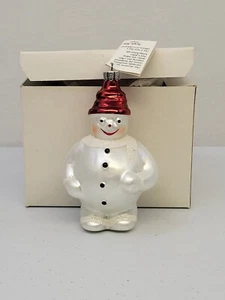 Vintage Christopher Radko Frosty Snowman Glass Ornament 1990 - Picture 1 of 15