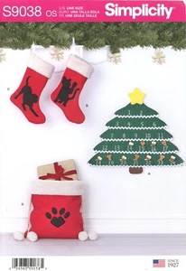 Simplicity S9038 Christmas Advent Calendar, Cat & Dog Stockings & Sack UNCUT - Picture 1 of 3