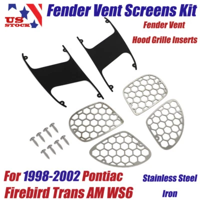 For 1998-2002 Pontiac Firebird Trans AM WS6 Fender Vent Screens Kit Left, Right Foto 1 de 4