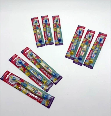 New Lot (3) Colgate Minion Toothbrush Extra Soft Suction Bottom Blue/Yellow - Image 1 of 4