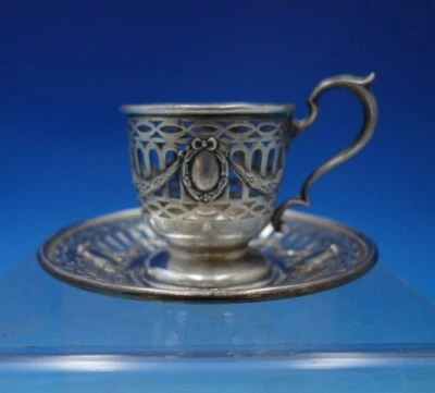 Taza Demitasse de plata esterlina Du Barry de Durgin con platillo (sin forro) (#6776) Foto 1 de 4