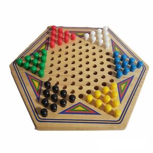 Chinese Checkers Wood Board Game Family Plastic Pegs 6 Player Stern Halma