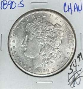 1890-S MORGAN SILVER DOLLAR ~ CH/AU ~NICE COIN~ - Picture 1 of 2