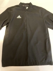 Adidas Baseball Shirt Black Short Sleeve Mens Medium M 1/4 zip Workout NWT - Picture 1 of 5
