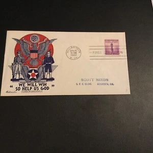 FDC 1942 #905-24 FLEETWOOD CACHET WE WILL WIN SO HELP US GOD F.D. ROOSEVELT USA  - Picture 1 of 2