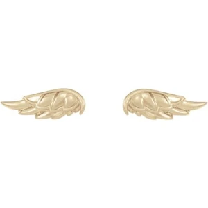Engelsflügel Ohrringe zierlich 14K Weiß Rose Gelbgold oder Platin - Bild 1 von 9