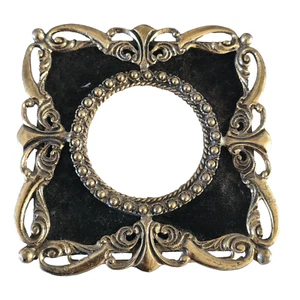 Vintage Small Mementos Art Nouveau Gold glit Photo Frame Brass velvet 4x4 - Picture 1 of 4